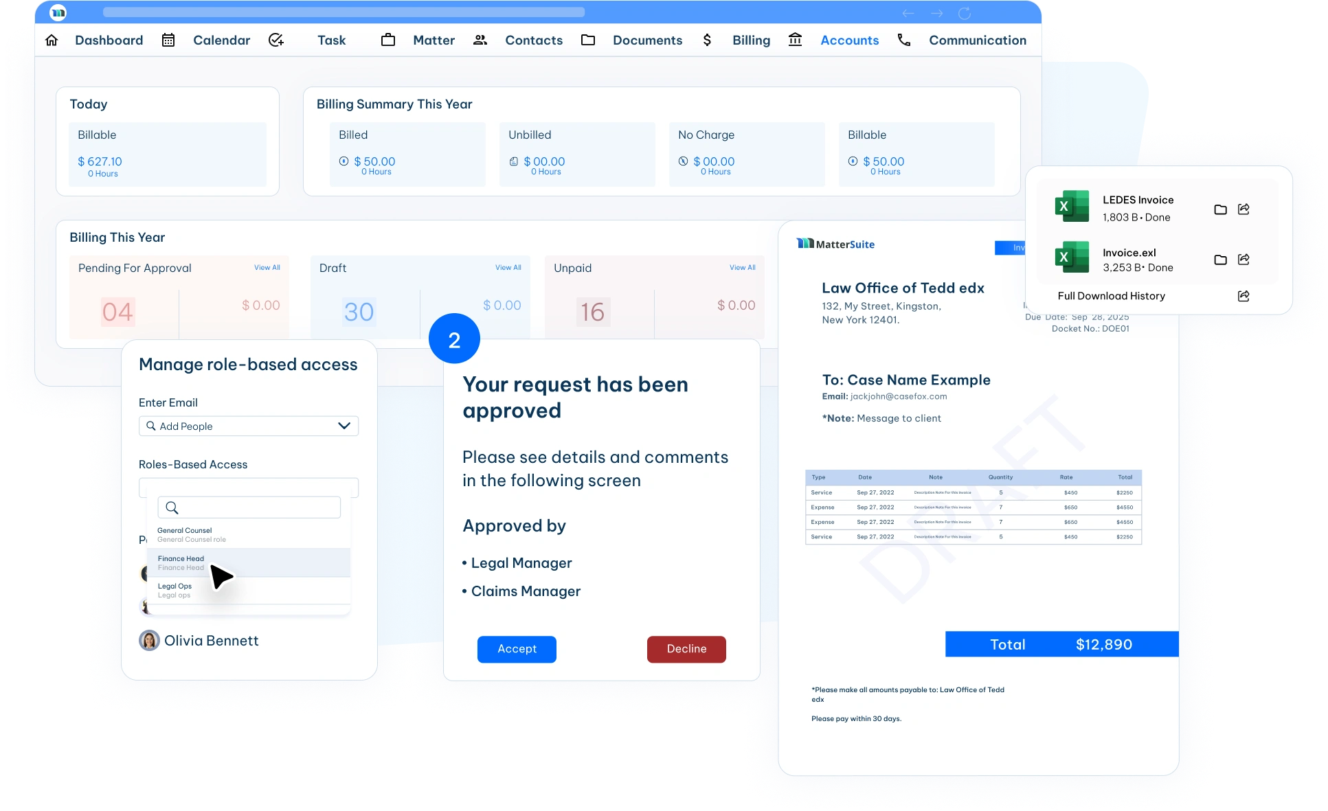 legal billing software user interface